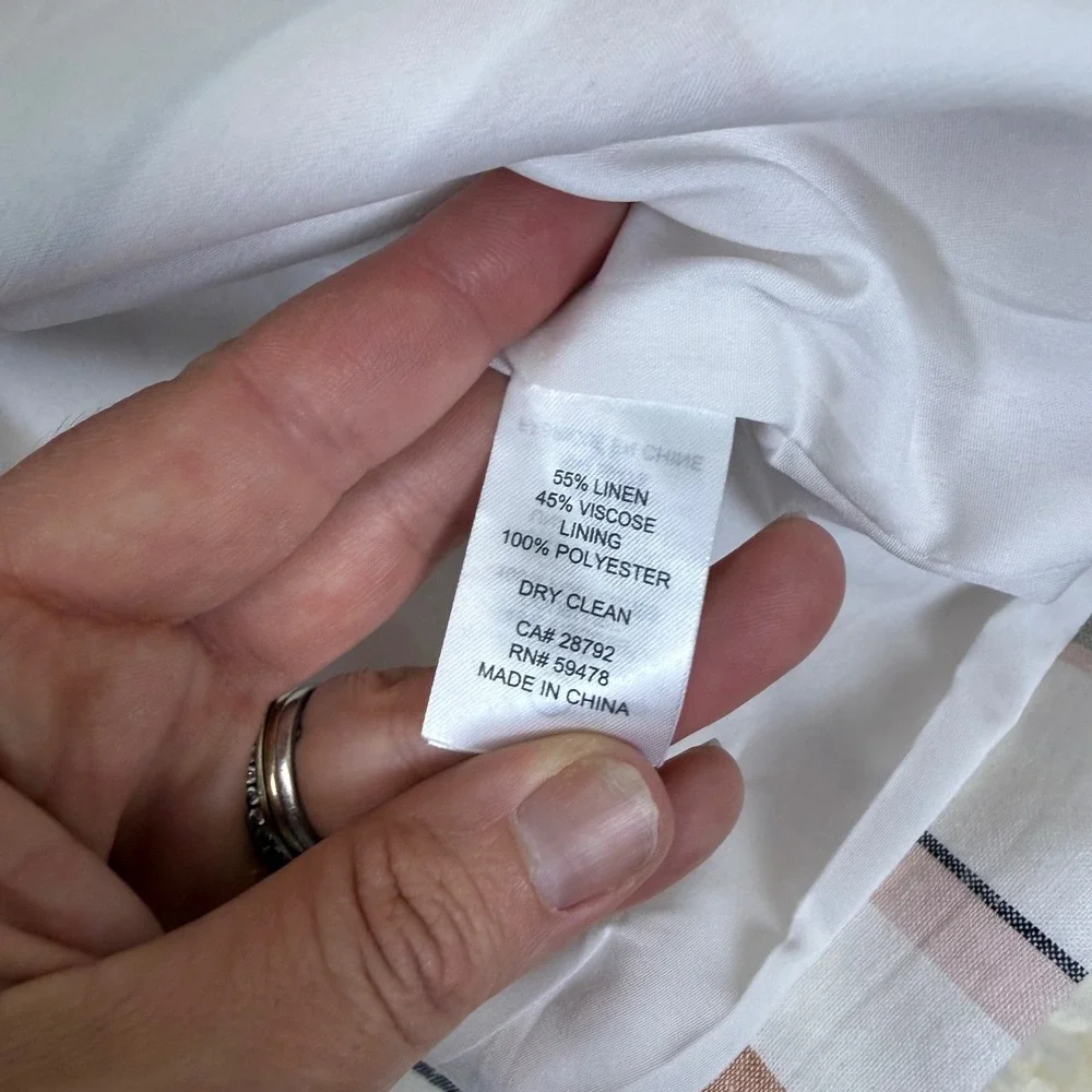 Rachel Zoe Blazer Womens Large White Striped Linen Blend Single Button Jacket